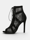 Gleamond | Women's Mesh Ankle High Stiletto Heels