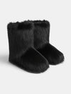 Gleamond | Women's Mid Calf Boots with Faux Fur Trim and Round Toe