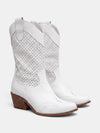 Gleamond | Women's Mid-Calf Boots with Perforated Detail and Block Heel