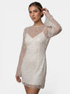 Gleamond | Women's Mini Dress with Embellished Mesh Overlay