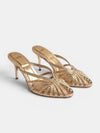 Gleamond | Women's Mule Heels with Strappy Cut Out Design and Stiletto Heel