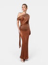 Gleamond | Women's One Shoulder Maxi Dress | Luxe Statement Dress