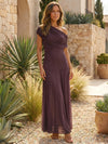 Gleamond | Women's One Shoulder Mesh Maxi Dress