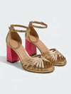 Gleamond | Women's Open Toe Block Heel Sandals with Ankle Strap