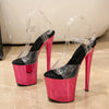 Gleamond | Women's Clear Strap Platform Stiletto Sandals with Metallic Sole and Ankle Strap