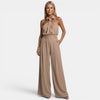 Gleamond | Women's Palazzo Jumpsuit with Halter Neck