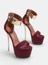 Gleamond | Women's Platform Heels with Metallic Ankle Cuff and Stiletto Heel