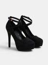 Gleamond | Women's Platform Stiletto Court Shoes with Cross Strap Ankle Fastening