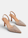 Gleamond | Women's Pointed Toe Pearl Slingback Heels