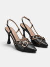Gleamond | Women's Pointed Toe Slingback Heels with Buckle Strap