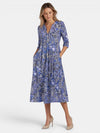 Gleamond | Women's Printed Midi Dress with Three Quarter Sleeves