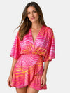 Gleamond | Women's Printed Mini Dress with Batwing Sleeves