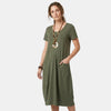 Gleamond | Women's Relaxed Fit Midi Dress with Side Pockets