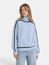 Gleamond | Women's Roll Neck Jumper with Contrast Trim and Long Sleeves