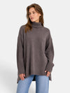 Gleamond | Women's Roll Neck Oversized Jumper with Ribbed Sleeves and Longline Hem