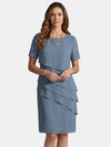 Gleamond | Women's Round Neck Layered Dress for Events