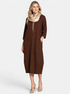 Gleamond | Women's Round Neck Midi Dress with Side Pockets