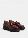 Gleamond | Women's Chunky Loafers with Bow Detail and Lug Sole
