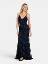 Gleamond | Women's Sequin Maxi Dress with V Neck and Spaghetti Straps
