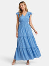 Gleamond | Women's Short Sleeve Floral Maxi Dress