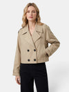 Gleamond | Women's Short Trench Coat with Double Breasted Front and Turn Down Collar