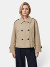Gleamond | Women's Short Trench Jacket with Double Breasted Front and Notched Collar