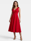 Gleamond | Women's Sleeveless A-Line Midi Dress with V-Neck