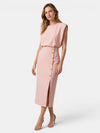 Gleamond | Women's Sleeveless Midi Dress with Button Detail
