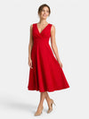 Gleamond | Women's Sleeveless V Neck Midi Dress with A Line Skirt