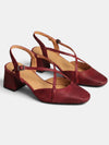 Gleamond | Women's Slingback Court Shoes with Pointed Toe and Cross Strap Block Heel