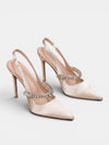 Gleamond | Women's Slingback High Heels with Pointed Toe and Crystal Strap