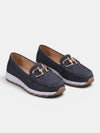 Gleamond | Women's Slip On Penny Loafers with Round Toe and Metal Horsebit Trim