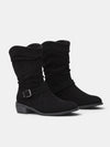 Gleamond | Women's Slouch Ankle Boots with Buckle Strap and Round Toe