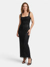 Gleamond | Women's Rhinestone Bodycon Maxi Dress with Square Neck and Sleeveless