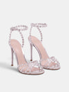 Gleamond | Women's Stiletto Sandals with Ankle Strap and Open Toe Disc Detail