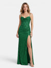Gleamond | Women's Corset Maxi Dress with Side Split and Shoulder Straps