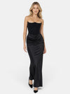 Gleamond | Women's Strapless Maxi Dress with Ruched Skirt and Fitted Bodice