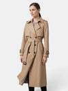 Gleamond | Women's Trench Coat with Belted Waist and Double Row Buttons