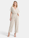 Gleamond | Women's Two Piece Co-Ord Set with Wrap Front Top and Cropped Wide Leg Trousers