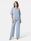 Gleamond | Women's Two Piece Trouser Set with Layered Top and Straight Leg Trousers