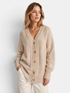 Gleamond | Women's V Neck Cardigan with Button Fastening and Cable Knit Detail