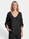 Gleamond | Women's V Neck Jumper with Button Detail and Long Sleeves