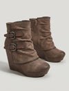 Gleamond | Women's Wedge Ankle Boots with Double Buckle