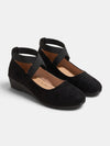 Gleamond | Women's Wedge Ballerina Shoes with Cross Straps and Closed Toe