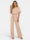 Gleamond | Women's Wide Leg Jumpsuit with Waist Tie