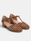 Gleamond | Women's Woven Leather Block Heel Sandals