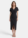 Gleamond | Women's Wrap Midi Dress with V Neck and Front Split