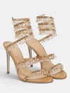 Gleamond | Women's Wraparound Sandals with Crystal Fringe and Stiletto Heel