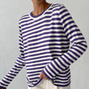 Striped Long-Sleeve Sweatshirt for Women in Cotton Blend