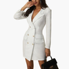 Gleamond | Women's Blazer Dress with Double-Breasted Closure and Long Sleeves